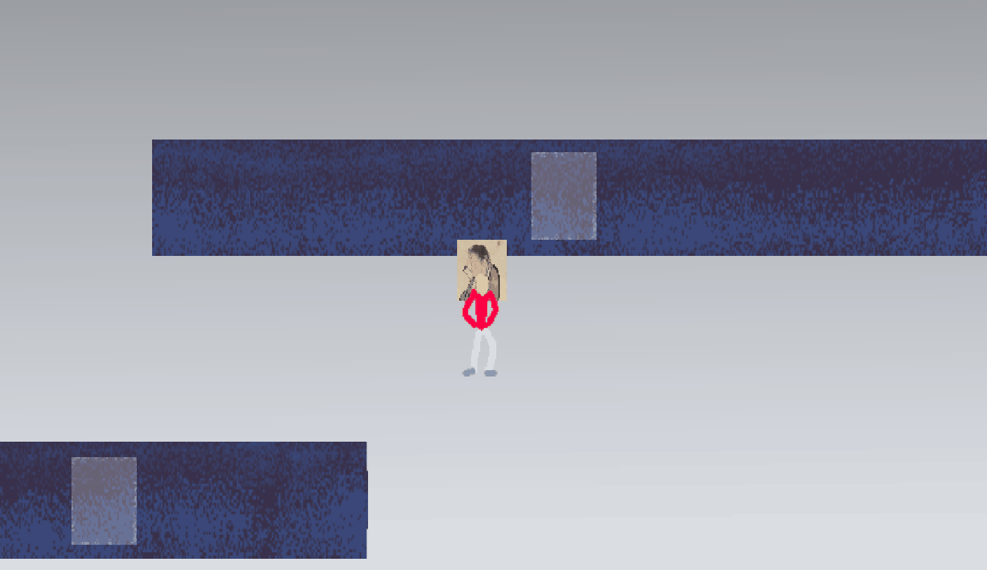 character placing a japanese painting on the wall and then approaching it to get a better view